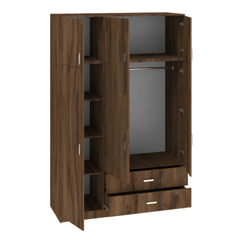 Ντουλάπα Τρίφυλλη Με Συρτάρια Royal Καρυδι-Oak 150X58X230Εκ