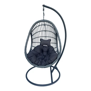 Κούνια Φωλιά Με Βάση Cungo Μέταλλο Ανθρακί Pe Rattan Σε Γκρι Απόχρωση 125X105X195Εκ