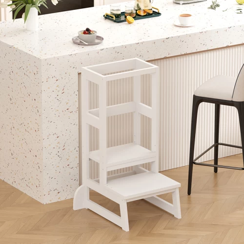 Παιδικός Πύργος Εκμάθησης Chiquel Τ. Montessori Ξύλο Σε Λευκή Απόχρωση 45.7X51X90Εκ