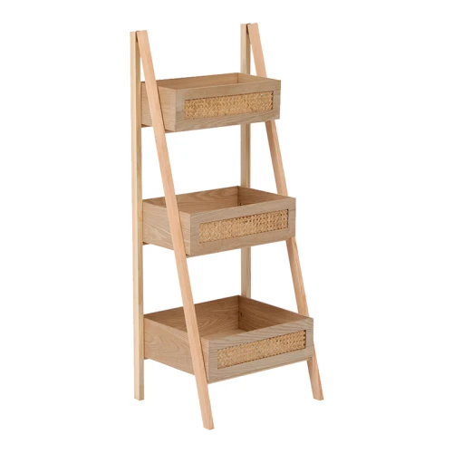 Ραφιέρα Επιδαπέδια 3Όροφη Scandy Mdf-Rattan Σε Φυσική Απόχρωση 44X37X110Εκ