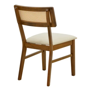 Καρέκλα Raffles Καρυδί Rubberwood Με Pe Rattan Και Εκρού Ύφασμα 47X48X83.5Εκ