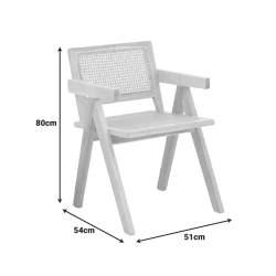Πολυθρόνα Winslow Rubberwood-Rattan Σε Φυσική Απόχρωση 51X54X80Εκ