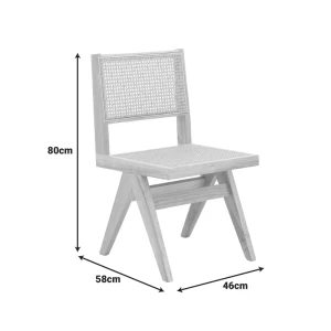 Καρέκλα Winslow Rubberwood-Rattan Σε Φυσική Απόχρωση 46X58X80Εκ