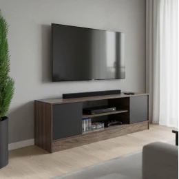 Έπιπλο Τηλεόρασης Sasa Σε Oak-Ανθρακί Απόχρωση 120X35X41.5Εκ