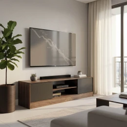 Έπιπλο Τηλεόρασης Sasa Σε Oak-Ανθρακί Απόχρωση 150X35X41.5Εκ