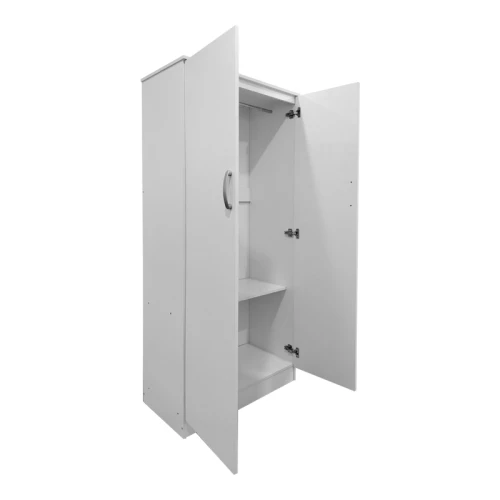 Ντουλάπα Δίφυλλη Athos Σε Λευκή Απόχρωση 80X42X180Εκ