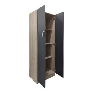 Ντουλάπα Δίφυλλη Athos Σε Sonoma-Ανθρακί Απόχρωση 60X42X180Εκ