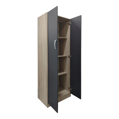 Ντουλάπα Δίφυλλη Athos Σε Sonoma-Ανθρακί Απόχρωση 60X42X180Εκ