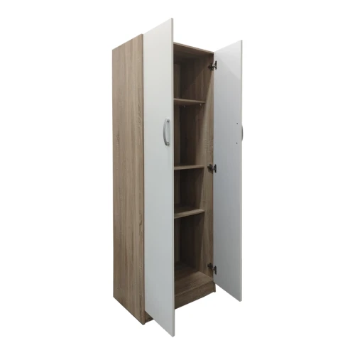 Ντουλάπα Δίφυλλη Athos Σε Sonoma-Λευκή Απόχρωση 60X42X180Εκ