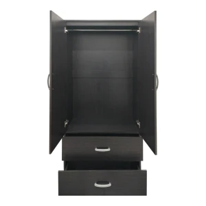 Ντουλάπα Δίφυλλη Με 2 Συρτάρια Και Πατάρι Athos Σε Wenge Απόχρωση 80X42X240Εκ
