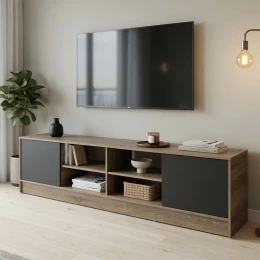 Έπιπλο Τηλεόρασης Tivia Sonoma-Ανθρακί 180X35X41.5Εκ