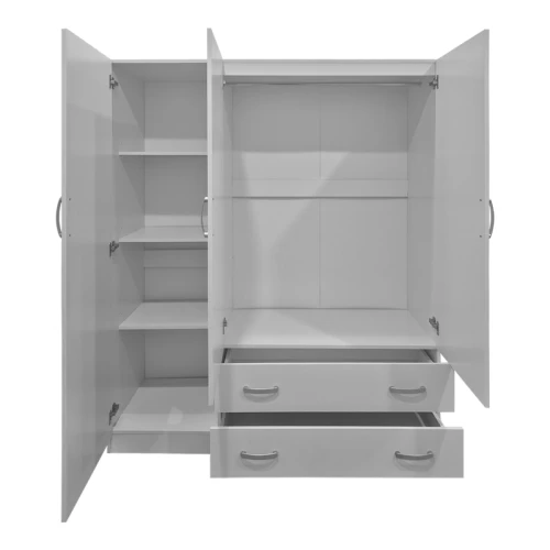 Ντουλάπα Τρίφυλλη Με 2 Συρτάρια Alvia Λευκή 150X51X180Εκ