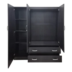 Ντουλάπα Τρίφυλλη Με 2 Συρτάρια Alvia Wenge150X51X180Εκ