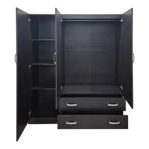 Ντουλάπα Τρίφυλλη Με 2 Συρτάρια Alvia Wenge150X51X180Εκ