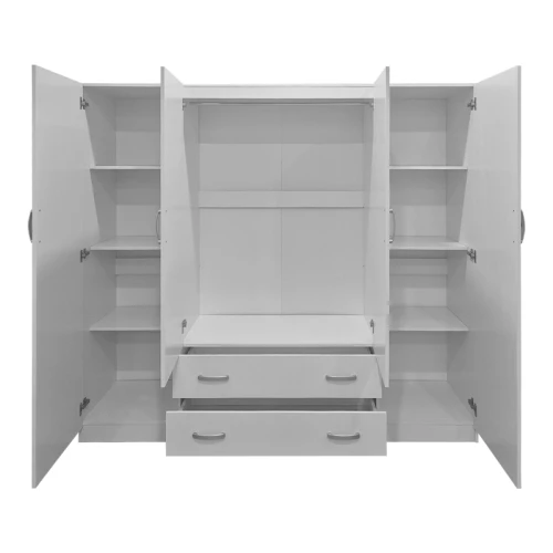 Ντουλάπα Τετράφυλλη Με 2 Συρτάρια Alvia Λευκή 200X51X180Εκ