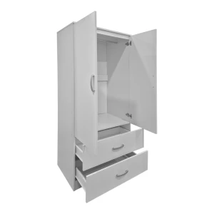 Ντουλάπα Δίφυλλη Με 2 Συρτάρια Alvia Λευκή 80X51.5X180Εκ