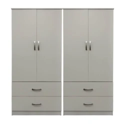 Ντουλάπα Τετράφυλλη Με Συρτάρια Athos Λευκή 160X42X180Εκ