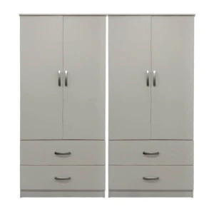 Ντουλάπα Τετράφυλλη Με Συρτάρια Athos Λευκή 160X42X180Εκ