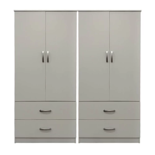 Ντουλάπα Τετράφυλλη Με Συρτάρια Athos Λευκή 160X42X180Εκ