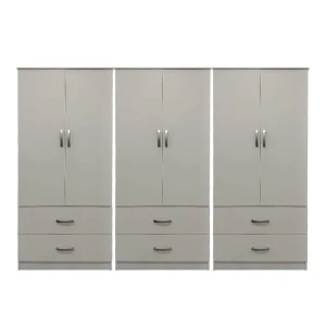 Ντουλάπα Εξάφυλλη Με Συρτάρια Athos Λευκή 240X42X180Εκ