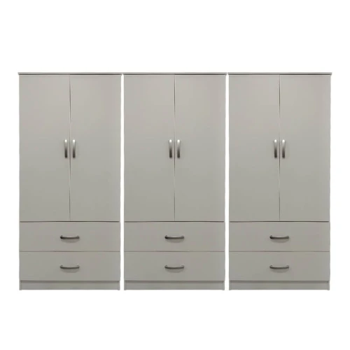 Ντουλάπα Εξάφυλλη Με Συρτάρια Athos Λευκή 240X42X180Εκ