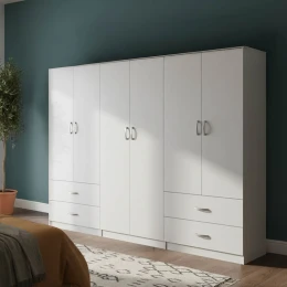 Ντουλάπα Εξάφυλλη Athos Λευκή 240X42X180Εκ