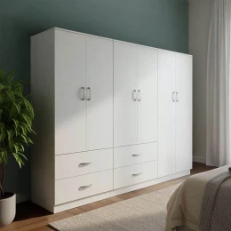 Ντουλάπα Εξάφυλλη Athos Λευκή 200,5X42X180Εκ