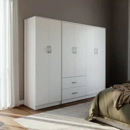 Ντουλάπα Εξάφυλλη Athos Ι Λευκή 200,5X42X180Εκ