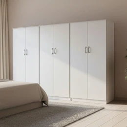Ντουλάπα Εξάφυλλη Athos Ιι Λευκή 240X42X180Εκ