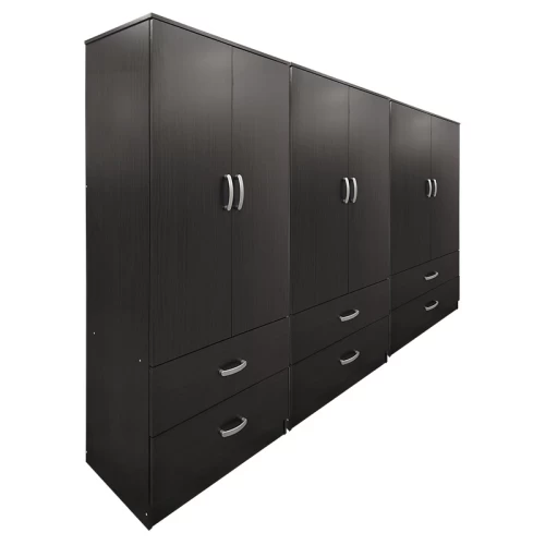 Ντουλάπα Εξάφυλλη Με Συρτάρια Athos Wenge 240X42X180Εκ