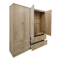 Ντουλάπα Τετράφυλλη Με Συρτάρια Athos Sonoma 160X42X180Εκ