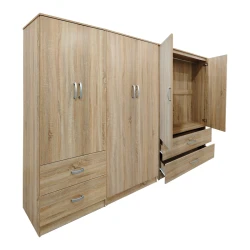 Ντουλάπα Εξάφυλλη Athos Sonoma 240X42X180Εκ