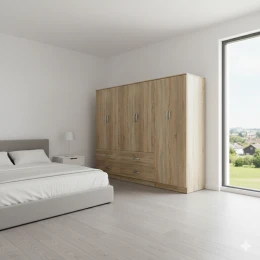 Ντουλάπα Εξάφυλλη Athos Sonoma 240X42X180Εκ