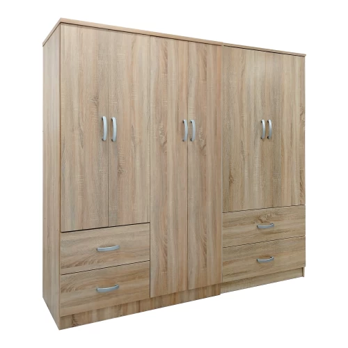 Ντουλάπα Εξάφυλλη Athos Sonoma 200.5X42X180Εκ