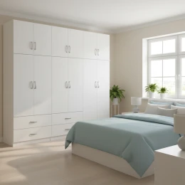 Ντουλάπα Εξάφυλλη Με Πατάρι Athos Λευκή 240X42X240Εκ