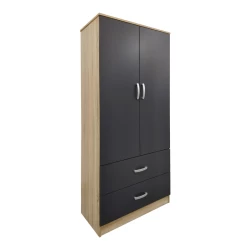Ντουλάπα Τετράφυλλη Athos Sonoma-Ανθρακί 160X42X180Εκ