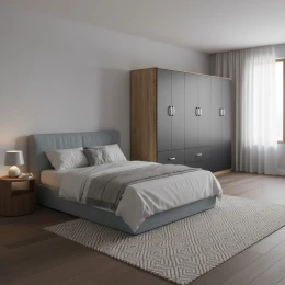 Ντουλάπα Εξάφυλλη Athos Sonoma-Ανθρακί 240X42X180Εκ