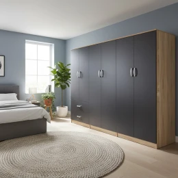 Ντουλάπα Εξάφυλλη Athos I Sonoma-Ανθρακί 240X42X180Εκ