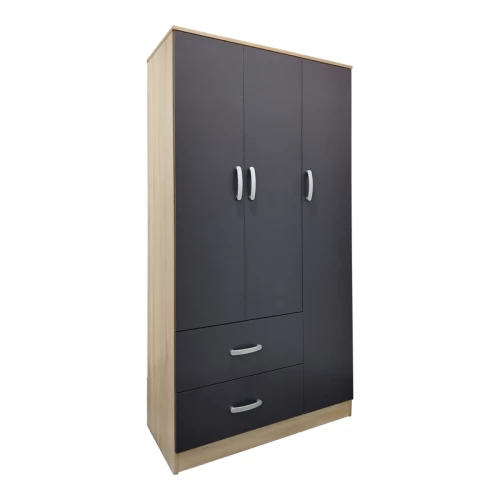 Ντουλάπα Εξάφυλλη Athos Sonoma-Ανθρακί 180X42X180Εκ