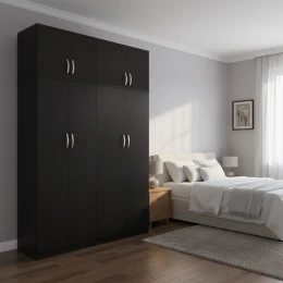 Ντουλάπα Τετράφυλλη Με Πατάρι Athos Ι Wenge 160X42X240Εκ