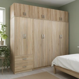 Ντουλάπα Εξάφυλλη Με Πατάρι Athos I Sonoma 240X42X240Εκ