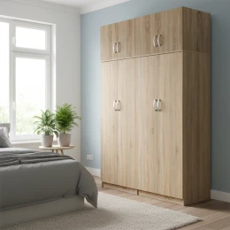 Ντουλάπα Τετράφυλλη Με Πατάρι Athos Ι Sonoma 160X42X240Εκ