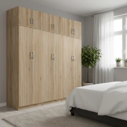 Ντουλάπα Εξάφυλλη Με Πατάρι Athos Ιι Sonoma 240X42X240Εκ