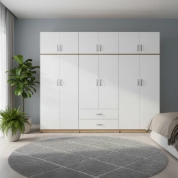 Ντουλάπα Εξάφυλλη Με Πατάρι Athos I Sonoma-Λευκή 240X42X240Εκ