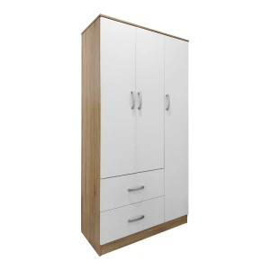 Ντουλάπα Εξάφυλλη Με Πατάρι Athos Sonoma-Λευκή 180X42X240Εκ