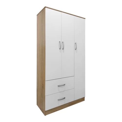 Ντουλάπα Εξάφυλλη Με Πατάρι Athos Sonoma-Λευκή 180X42X240Εκ