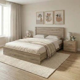 Σετ Κρεβατοκάμαρας Athos Sonoma Με Κρεβάτι 140X200Εκ Σετ 3Τεμ