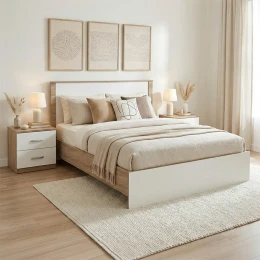 Σετ Κρεβατοκάμαρας Athos Sonoma Λευκό Με Κρεβάτι 140X200Εκ Σετ 3Τεμ