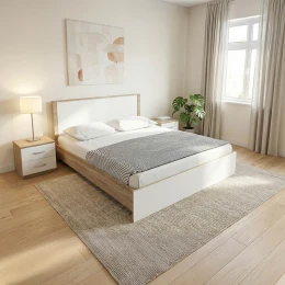 Σετ Κρεβατοκάμαρας Athos Sonoma Λευκό Με Κρεβάτι 160X200Εκ Σετ 3Τεμ