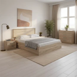 Σετ Κρεβατοκάμαρας Athos Sonoma Με Κρεβάτι 160X200Εκ Σετ 4Τεμ